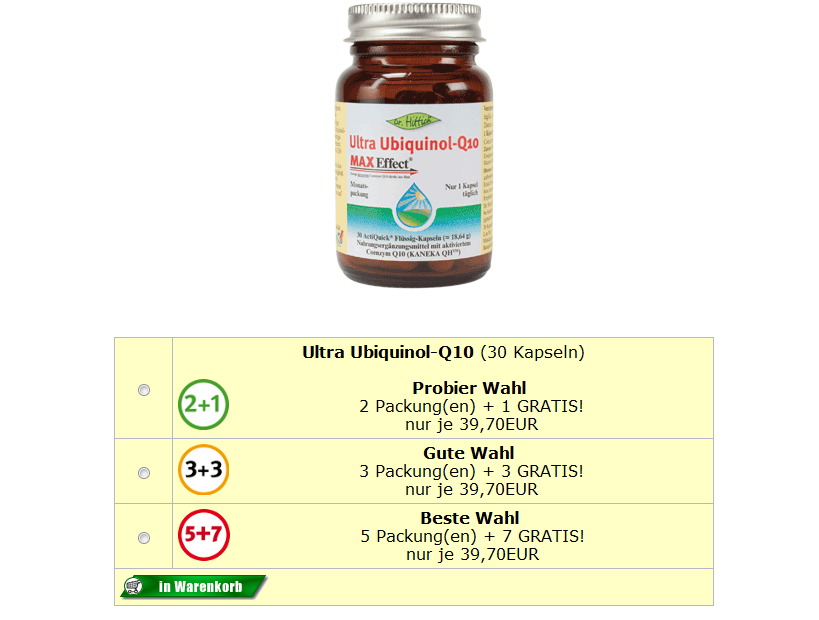 Ultra Ubiquinol QZehn Nahrungs Erg%C3%A4nzungsmittel Dr. Hittich Gesundheits Mittel 1312450118884