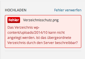 Fehlermeldung bei Bilderupload in WordPress “Bei dem Upload ist ein Fehler aufgetaucht” 3 Wordpress Fehler