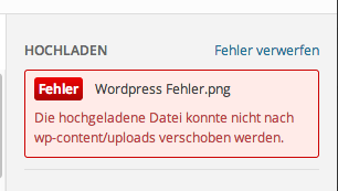 Fehlermeldung bei Bilderupload in WordPress “Bei dem Upload ist ein Fehler aufgetaucht” 1 Wordpress Fehler