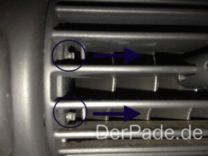 Anleitung: Mercedes W203 Radio ausbauen 2 In den Lüftungsdüsen befinden sich diese Clips.