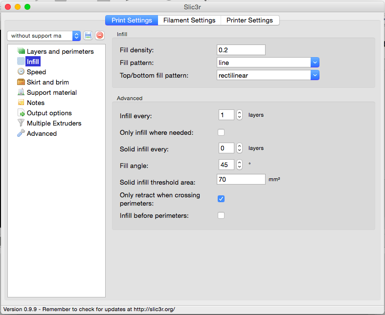Slic3r Print settings infill