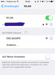 Der ESP8266 erzeugt einen WLAN-Access-Point mit dem ihr euch verbinden könnt.