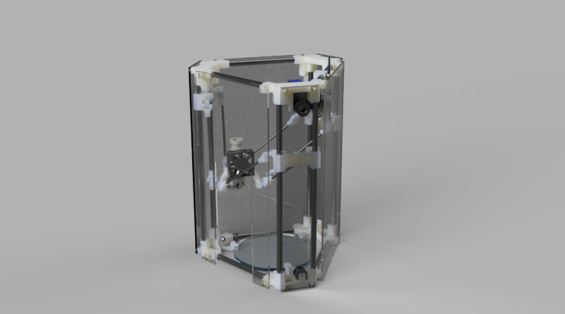 Der Backpack mini Delta 3D Drucker Gesamt Konzept V44