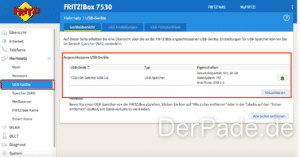 Time Machine Backup auf externer USB Festplatte an einer AVM FRITZ Box 7530 erstellen USB Festplatte in der FRITZ Box